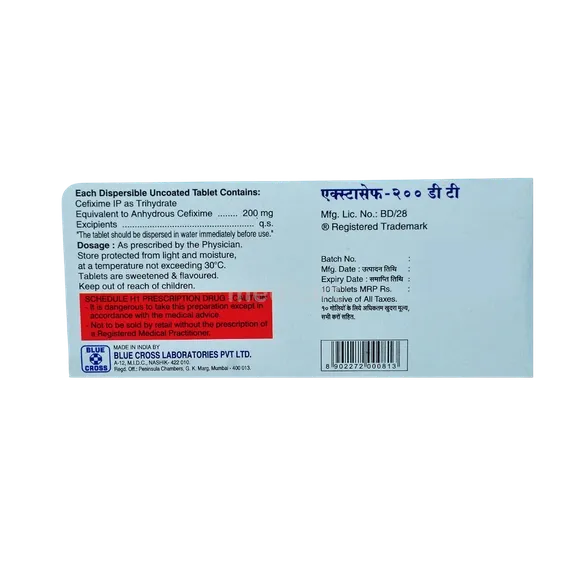 extacef 200 dt tablet 10's